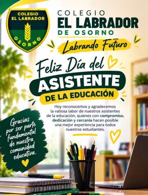 ¡Feliz Día del Asistente de la Educación!

Hoy reconocemos y agradecemos a quienes, con compromiso, dedicación y cariño, son parte fundamental de nuestra comunidad educativa. Su trabajo diario también nos ayuda a seguir Labrando Futuro. 

¡Gracias por su invaluable labor!

#ColegioElLabrador #LabrandoFuturo #DíaDelAsistenteDeLaEducación #Osorno